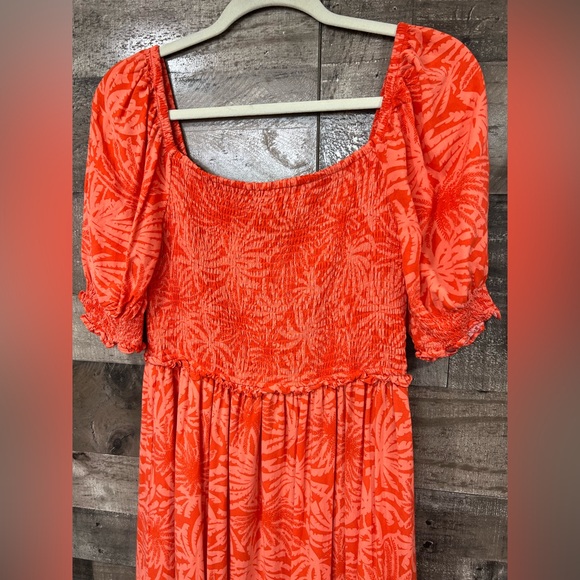 BETSEY JOHNSON Palms Of Paradise Maxi Dress In Spicy Orange Size Large - Picture 3 of 6
